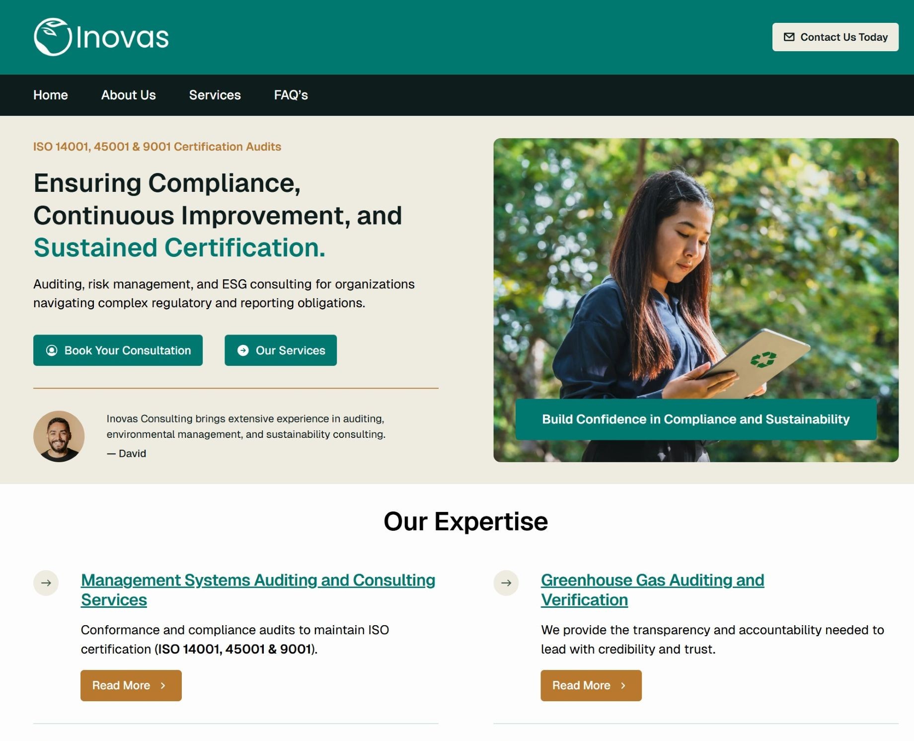 inovas consulting webpage